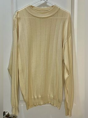 Fenzia Italy Men's Yellow Crewneck Ribbed Sweater Cotton Blend L